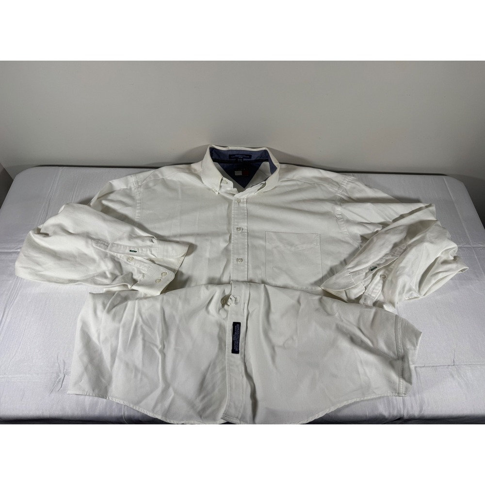 Tommy Hilfiger Mens White Oxford Button Down Shirt Crest Logo 16.5 34/35